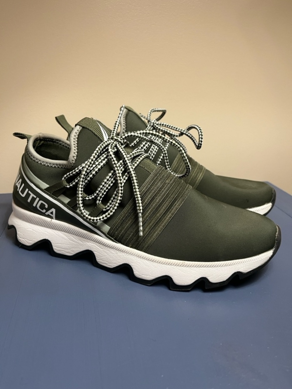 Nautica Zambak Olive Green and White Women's Athletic Slip-On Sneakers